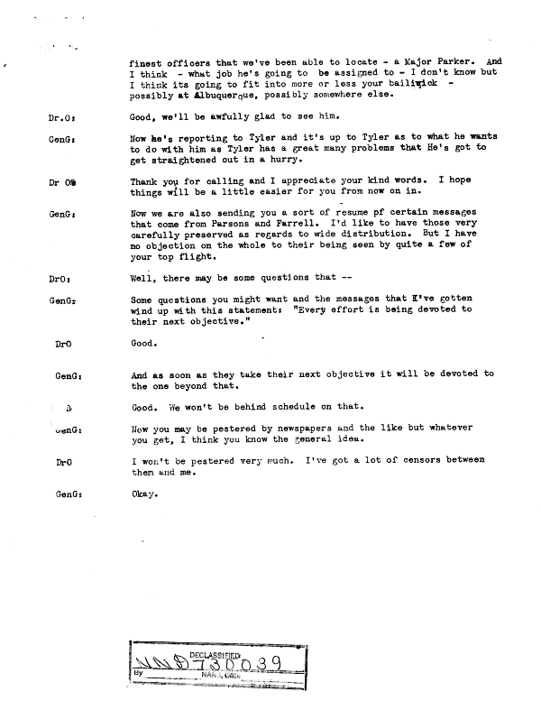 Groves Oppenheimer transcript, August 6, 1945 - page 3