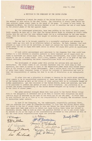 Leo Szilard petition, July 17, 1945