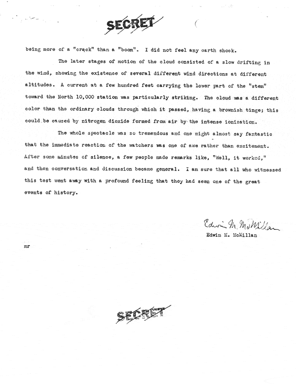 Trinity Test, July 16, 1945, Eyewitness Accounts - Edwin McMillan, page 2