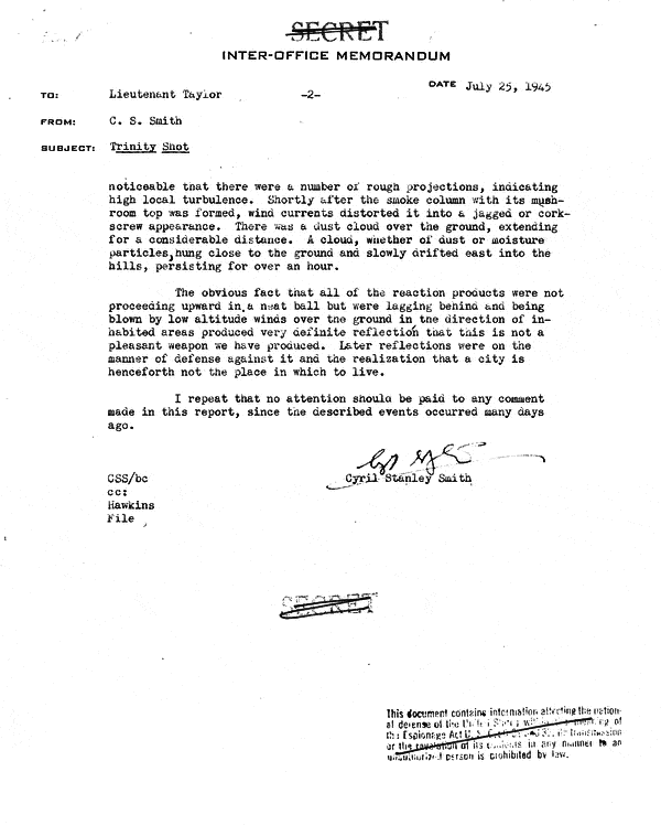 Trinity Test, July 16, 1945, Eyewitness Accounts - Cyril Smith, page 2